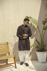 Raven Black Cotton Kurta