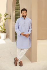 Sky Blue Jacquard Kurta