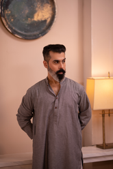 Grey Chambray Kurta